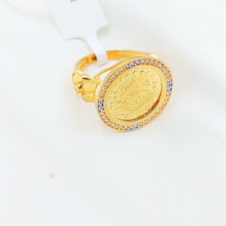 21K Gold Ottoman Coin-Inspired Halo Ring