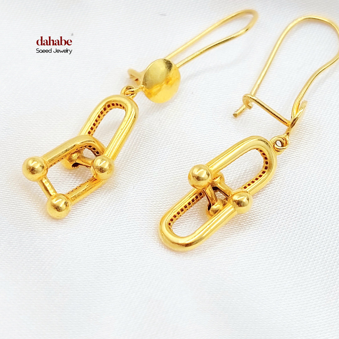 21K Gold Shackle Drop Earrings