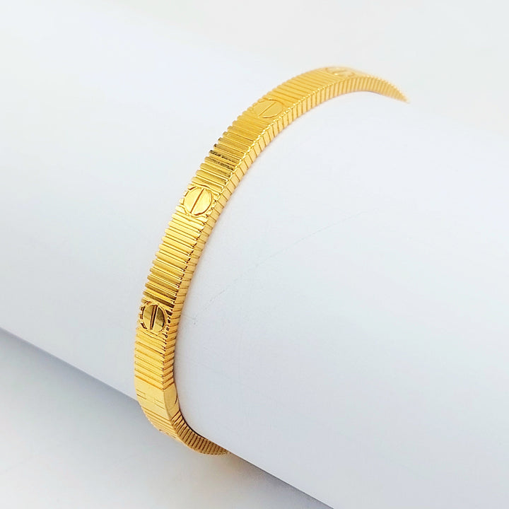 21K Gold Screw Motif Bangle Bracelet