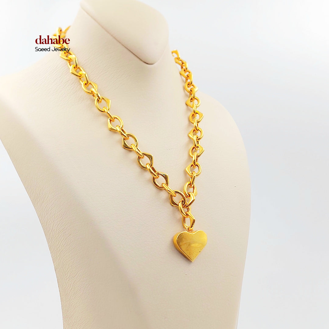 21K عقد جنزير قلب-مجوهرات الشيخ سعيد-Saeed Jewelry 