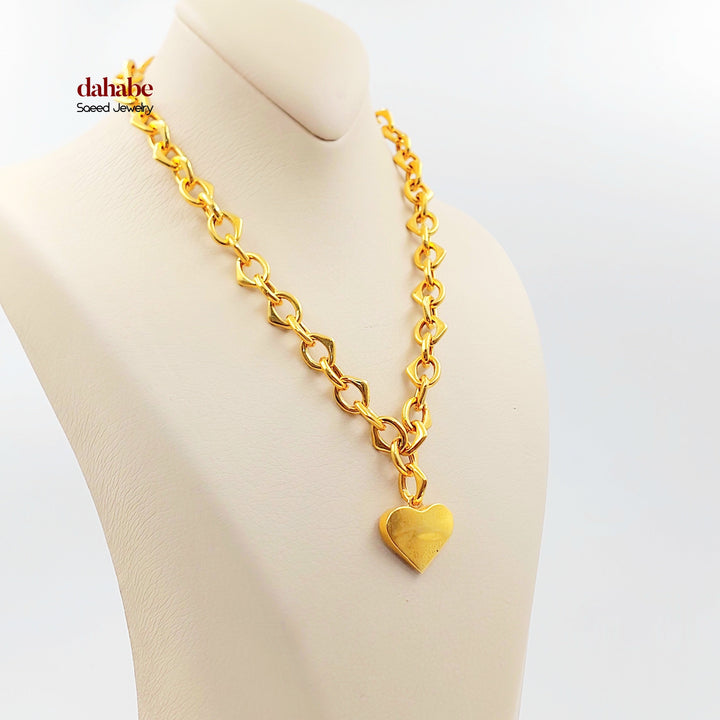 21K عقد جنزير قلب-مجوهرات الشيخ سعيد-Saeed Jewelry 