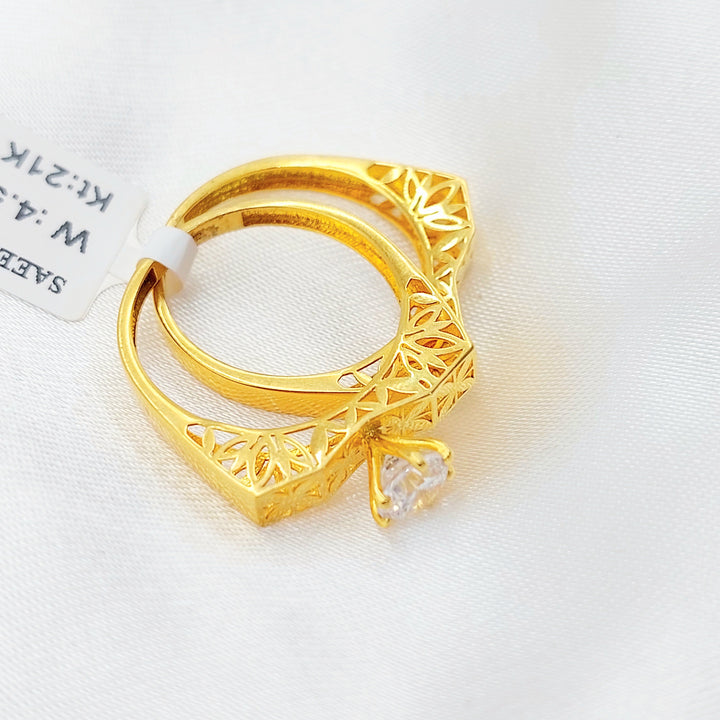 21K Gold Floral Bridal Ring Set