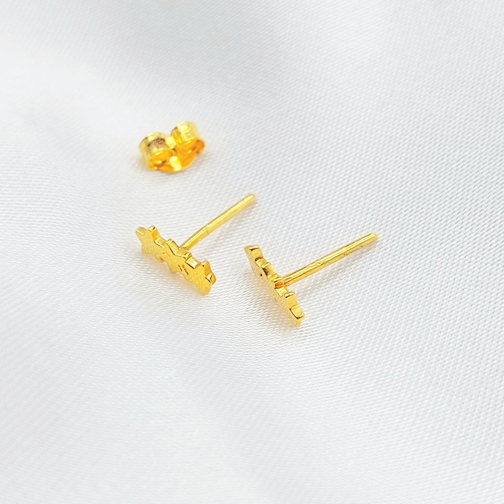 21K Gold Triple Star Stud Earrings