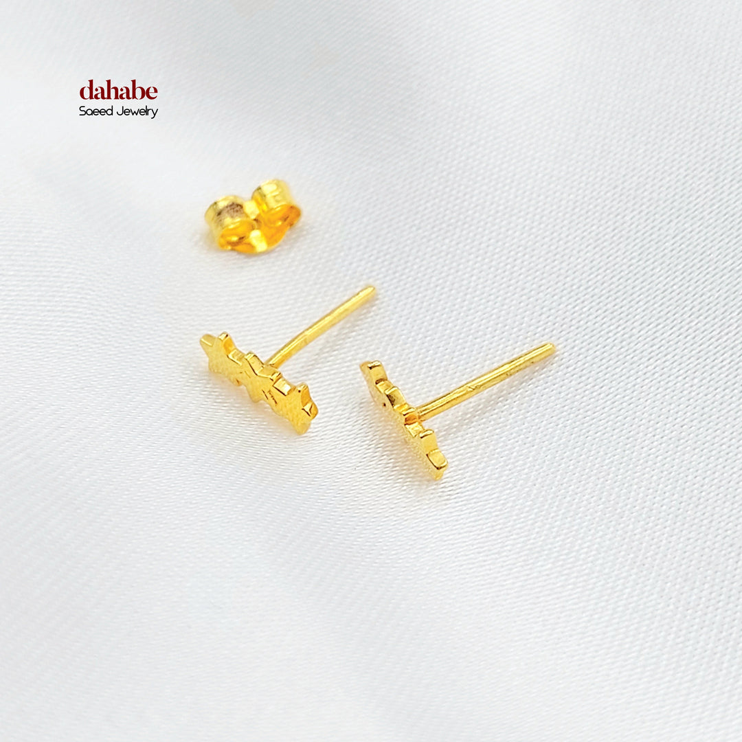 21K Gold Triple Star Stud Earrings