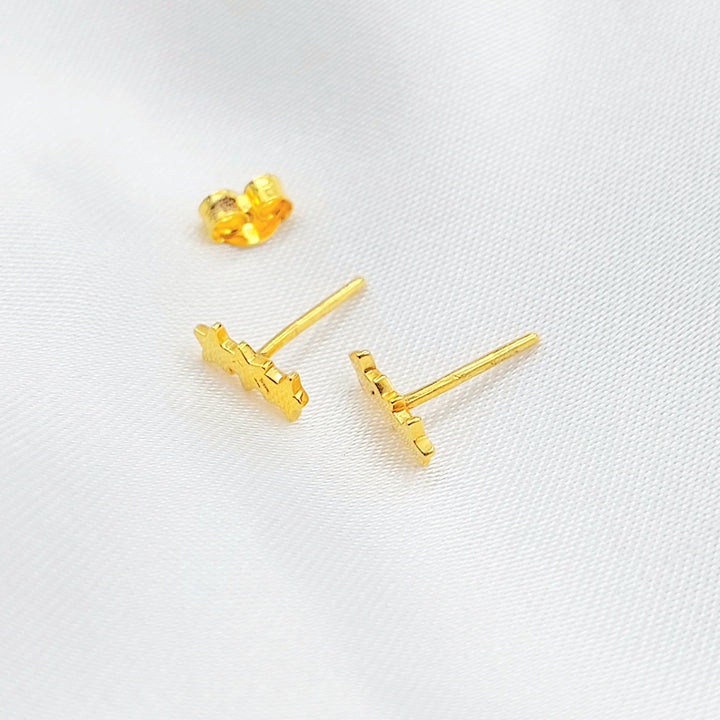 21K Gold Triple Star Stud Earrings