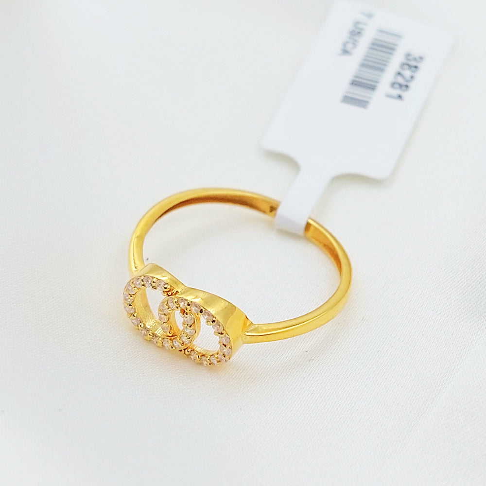 Zircon Studded Deluxe Ring Made of 21K Gold by Saeed Jewelry 