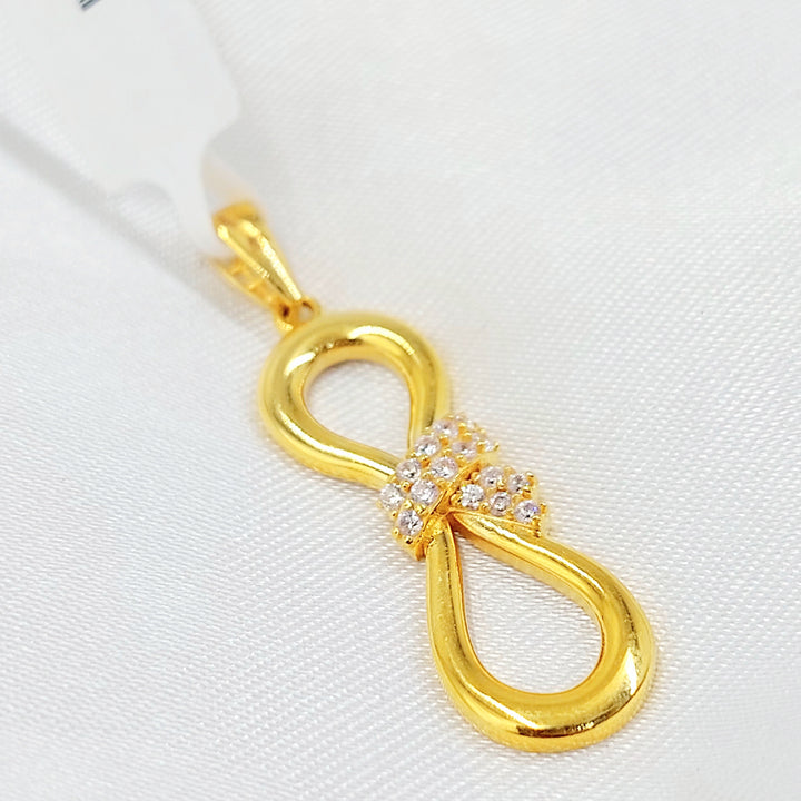 Zircon Studded Tie Pendant Made of 21K Gold by Saeed Jewelry 