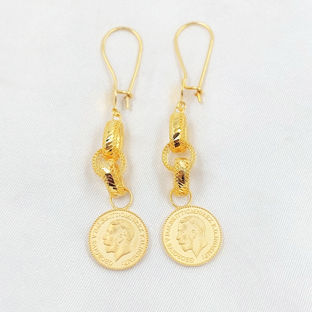 English Shankle Earrings Made of 21K Gold by Saeed Jewelry 