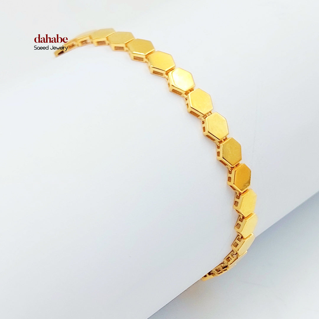 21K Gold Hexagon Link Bracelet