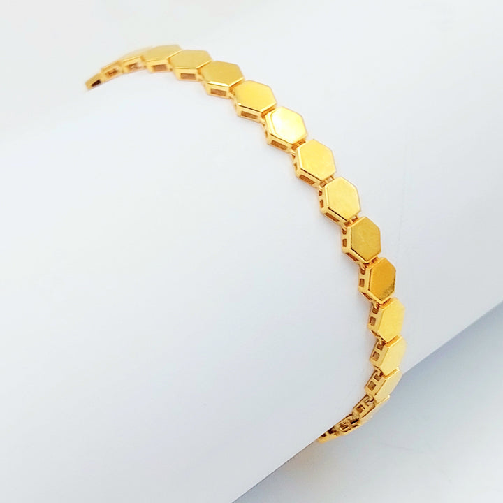 21K Gold Hexagon Link Bracelet