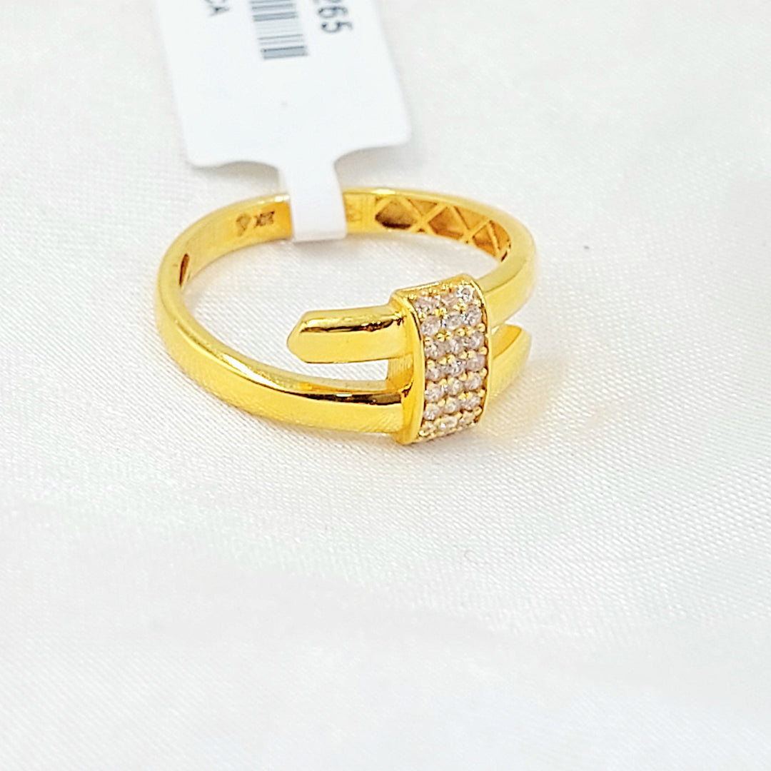 Zircon Studded Nail Ring Made of 21K Gold by Saeed Jewelry 