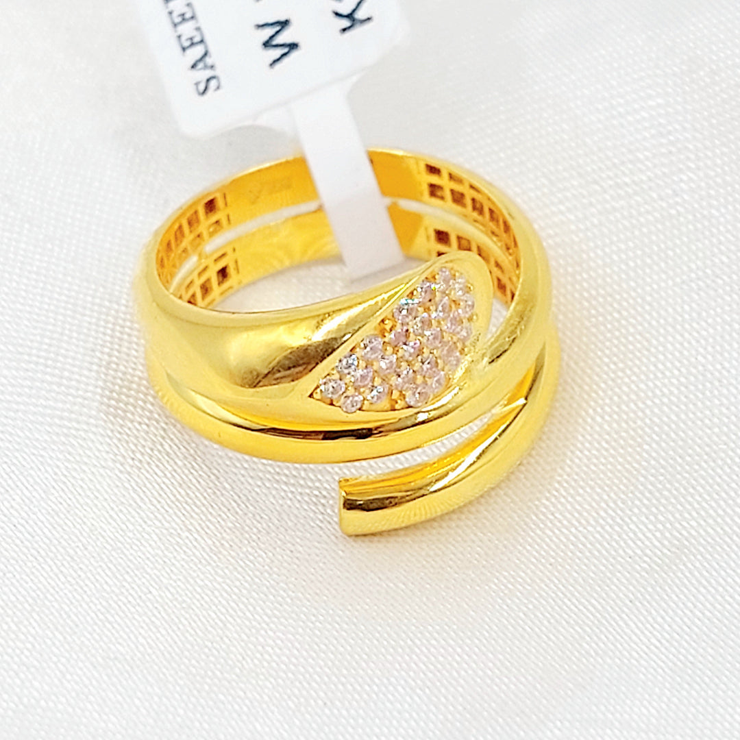 Zircon Studded Deluxe Ring Made of 21K Gold by Saeed Jewelry 