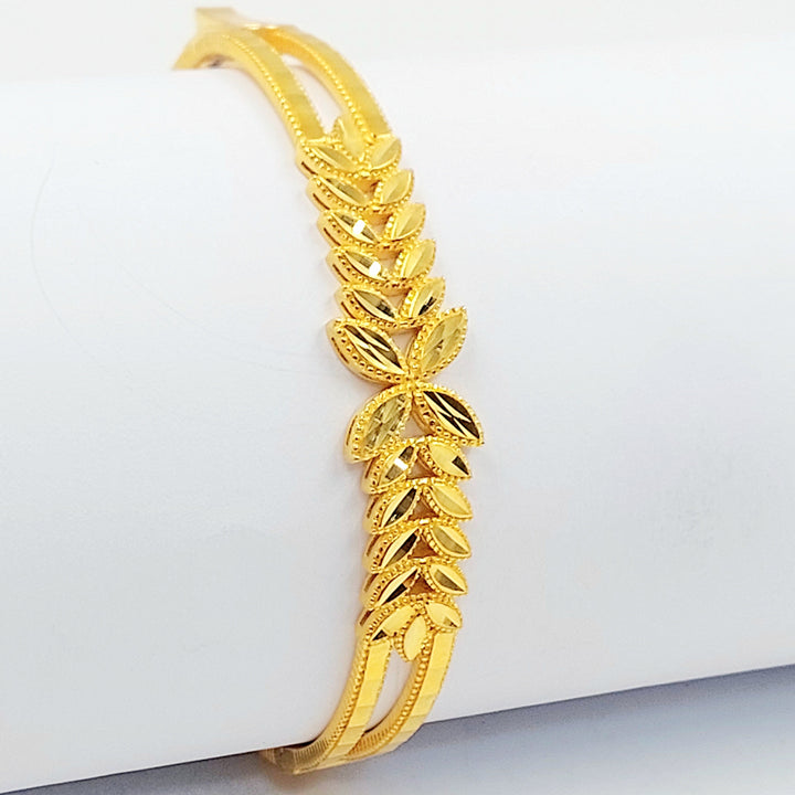 Rashadi Leaf Bangle Bracelet Made of 21K Gold by Saeed Jewelry 