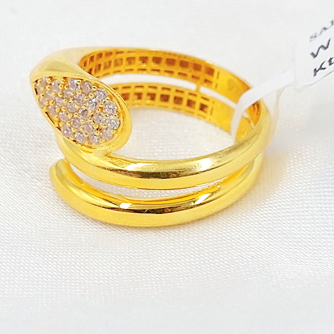 Zircon Studded Deluxe Ring Made of 21K Gold by Saeed Jewelry 