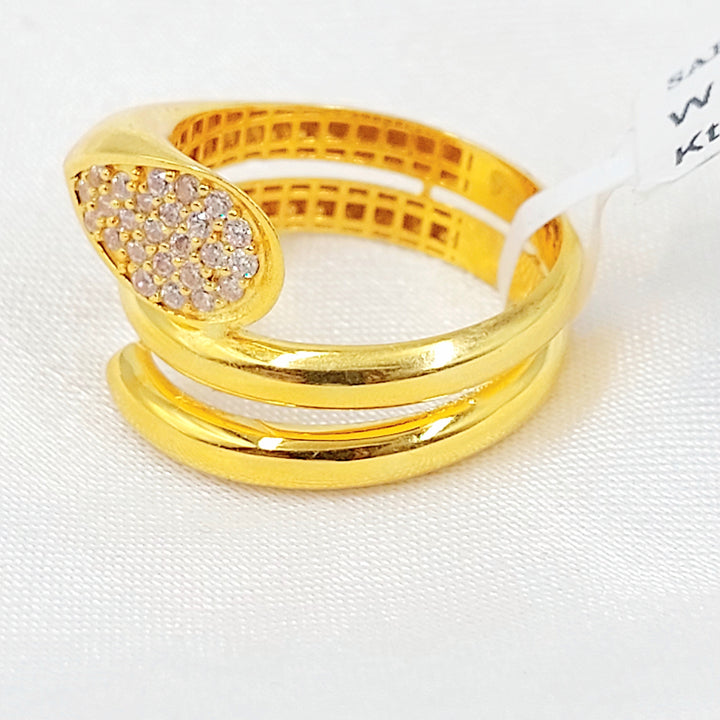Zircon Studded Deluxe Ring Made of 21K Gold by Saeed Jewelry 