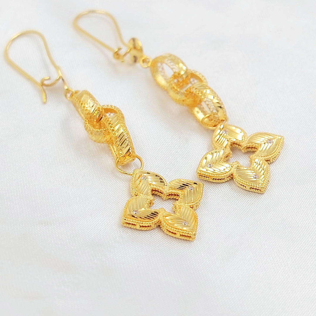Rose Shankle Earrings Made of 21K Gold by Saeed Jewelry 