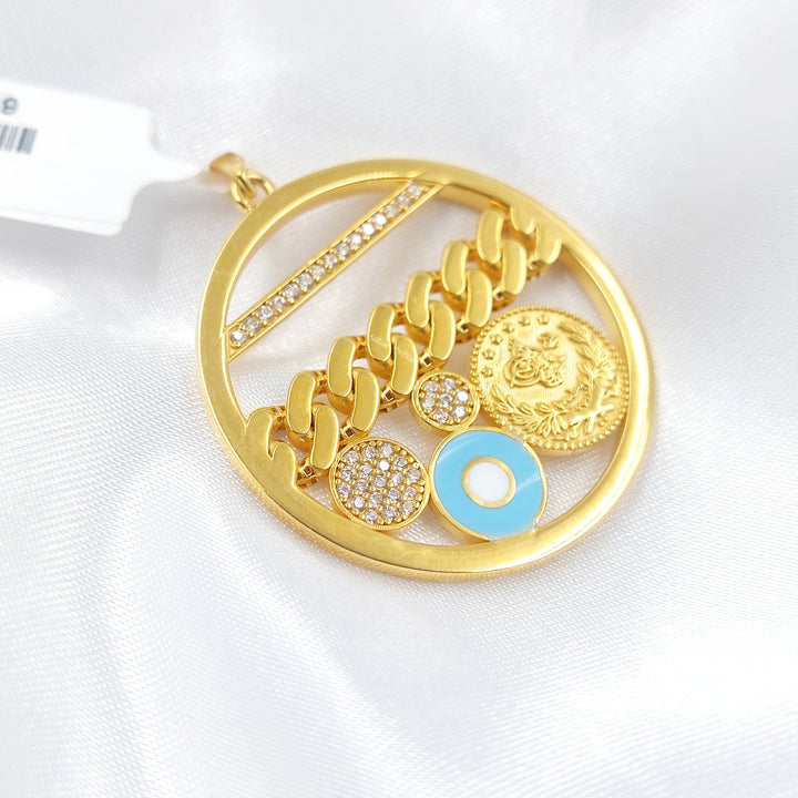 21K تعليقة دائري مينا مرصع-مجوهرات الشيخ سعيد-Saeed Jewelry 