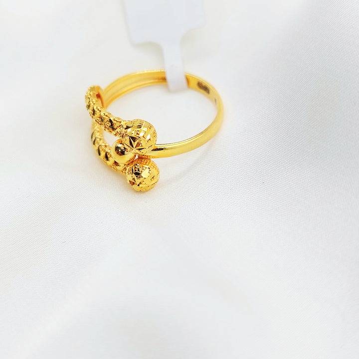 21K Gold Ball-End Textured Ring