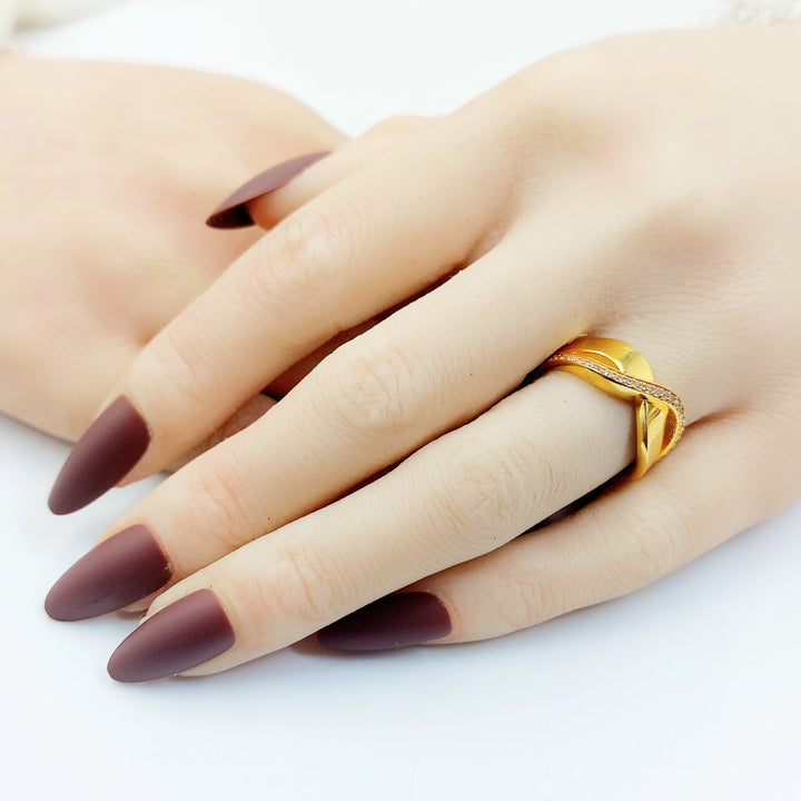 Zircon Studded Deluxe Ring Made of 21K Gold by Saeed Jewelry 