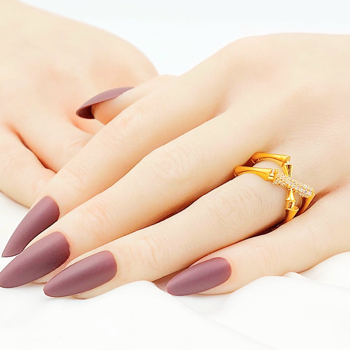 Zircon Studded Deluxe Ring Made of 21K Gold by Saeed Jewelry 