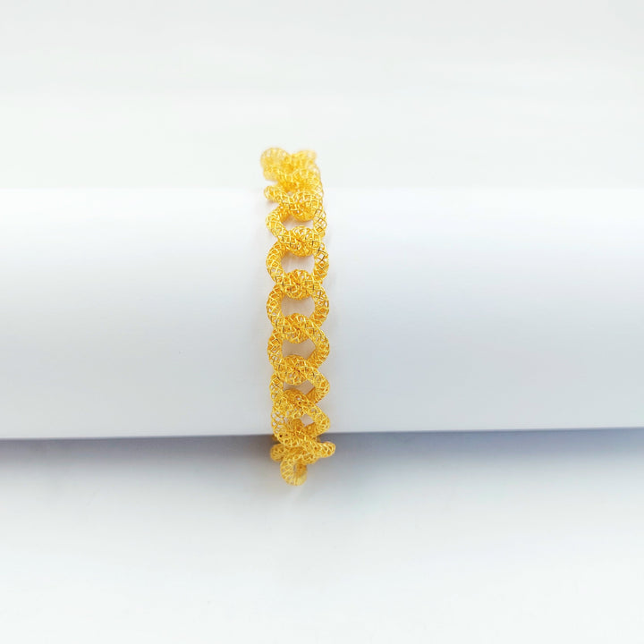 Engraved Cuban Links Bracelet Made of 21K Gold by Saeed Jewelry 