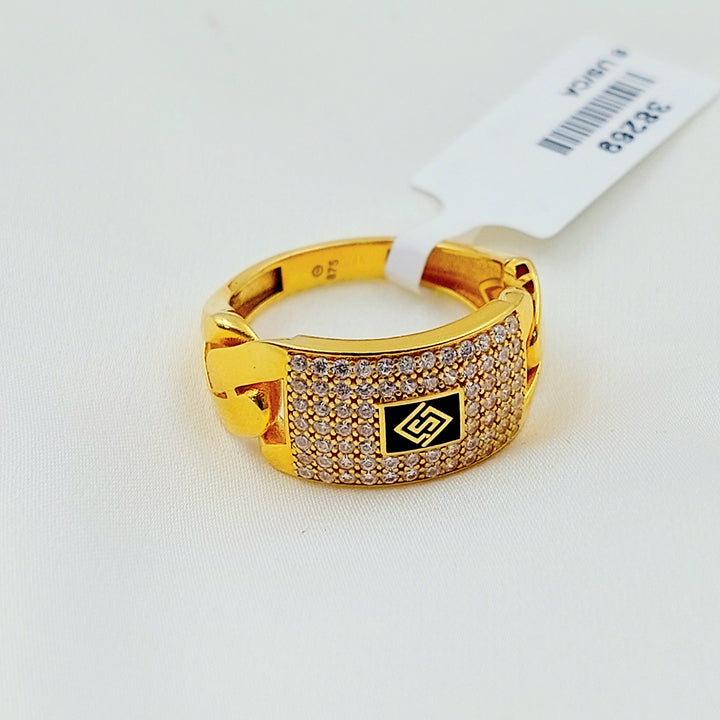 Zircon Studded Cuban Links Ring Made of 21K Gold by Saeed Jewelry 