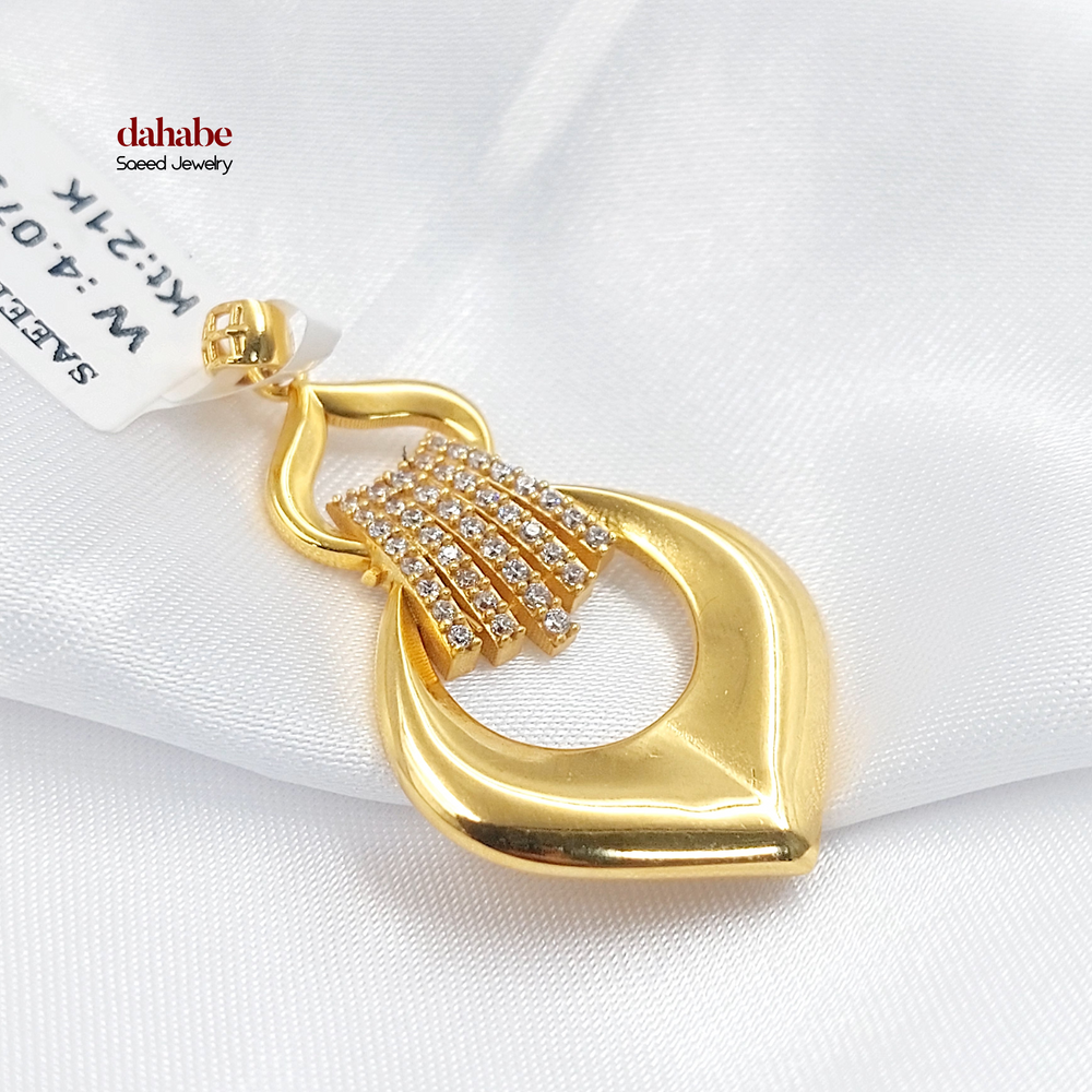 21K Gold Hamsa Zircon Pendant