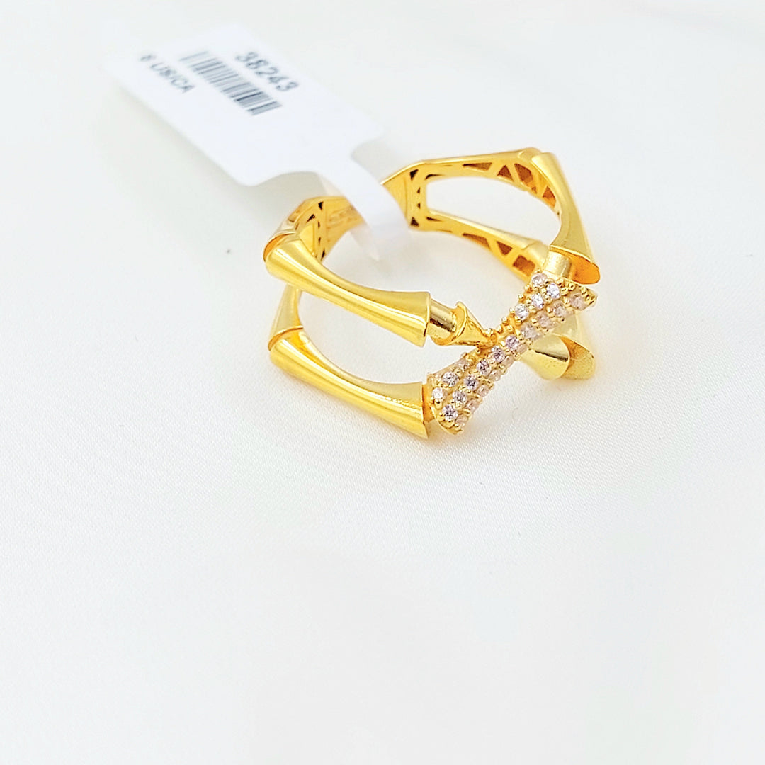 Zircon Studded Deluxe Ring Made of 21K Gold by Saeed Jewelry 