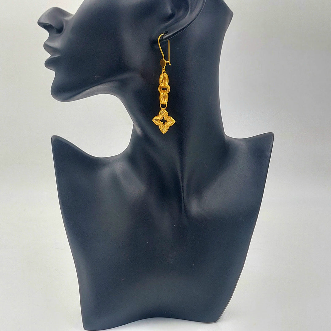Rose Shankle Earrings Made of 21K Gold by Saeed Jewelry 