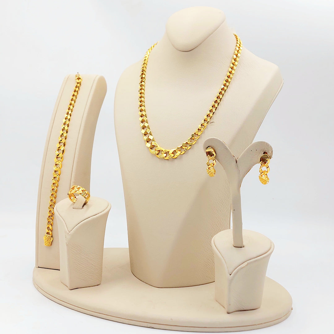 21K Gold Cuban Link Jewelry Set