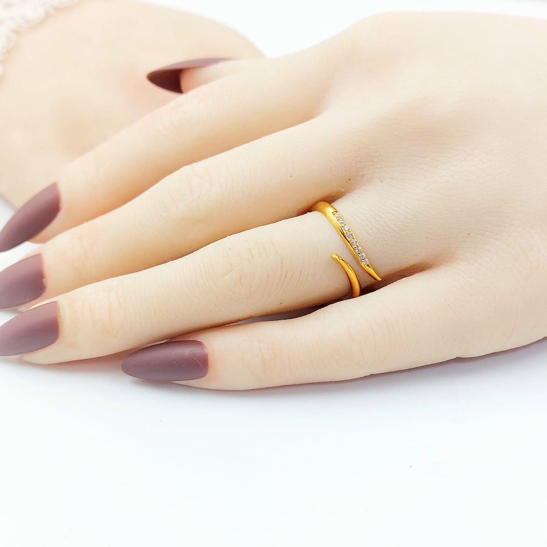 Zircon Studded Deluxe Ring Made of 21K Gold by Saeed Jewelry 