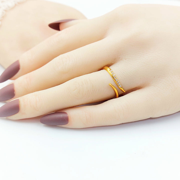Zircon Studded Deluxe Ring Made of 21K Gold by Saeed Jewelry 