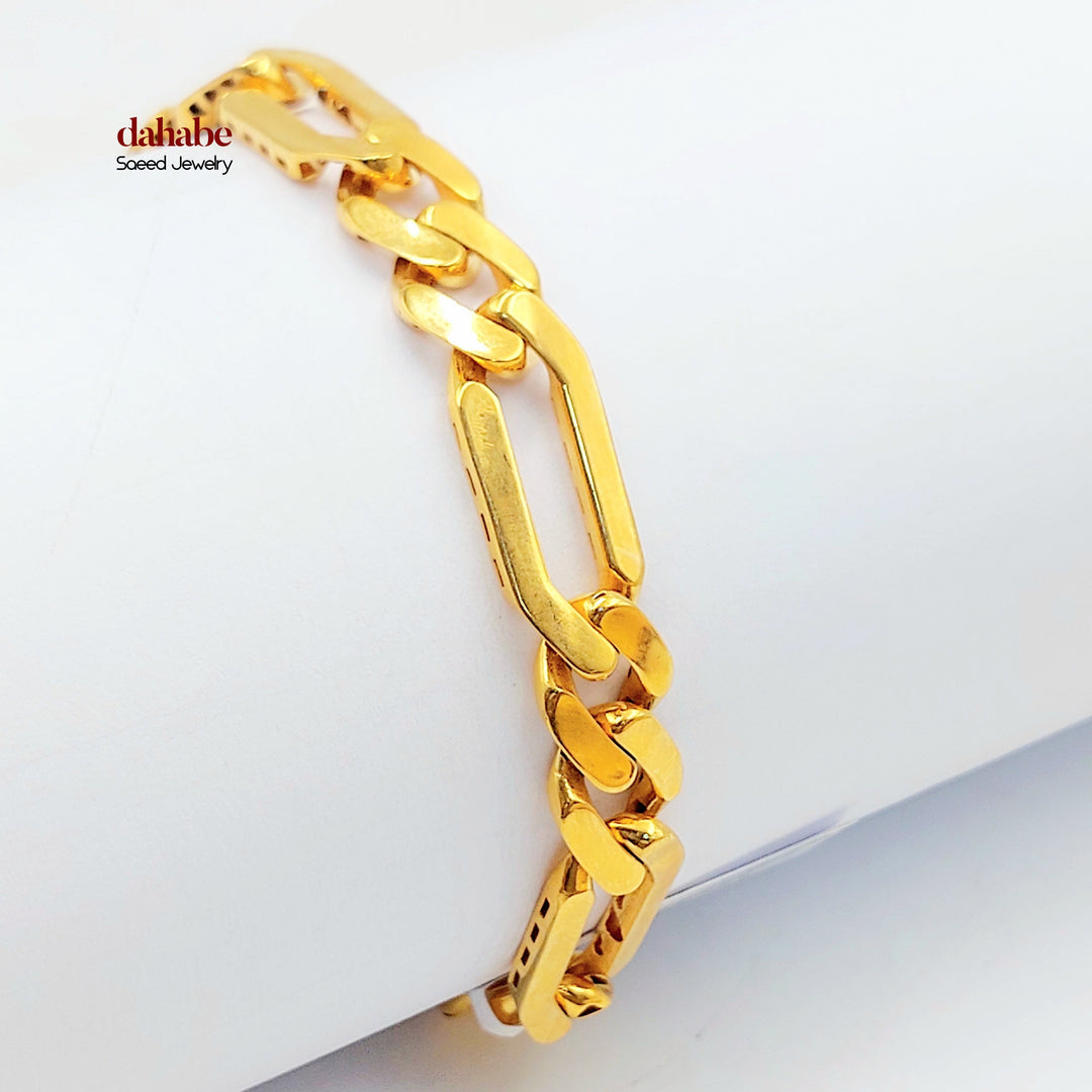 21K Gold Paperclip &amp; Cuban Link Bracelet