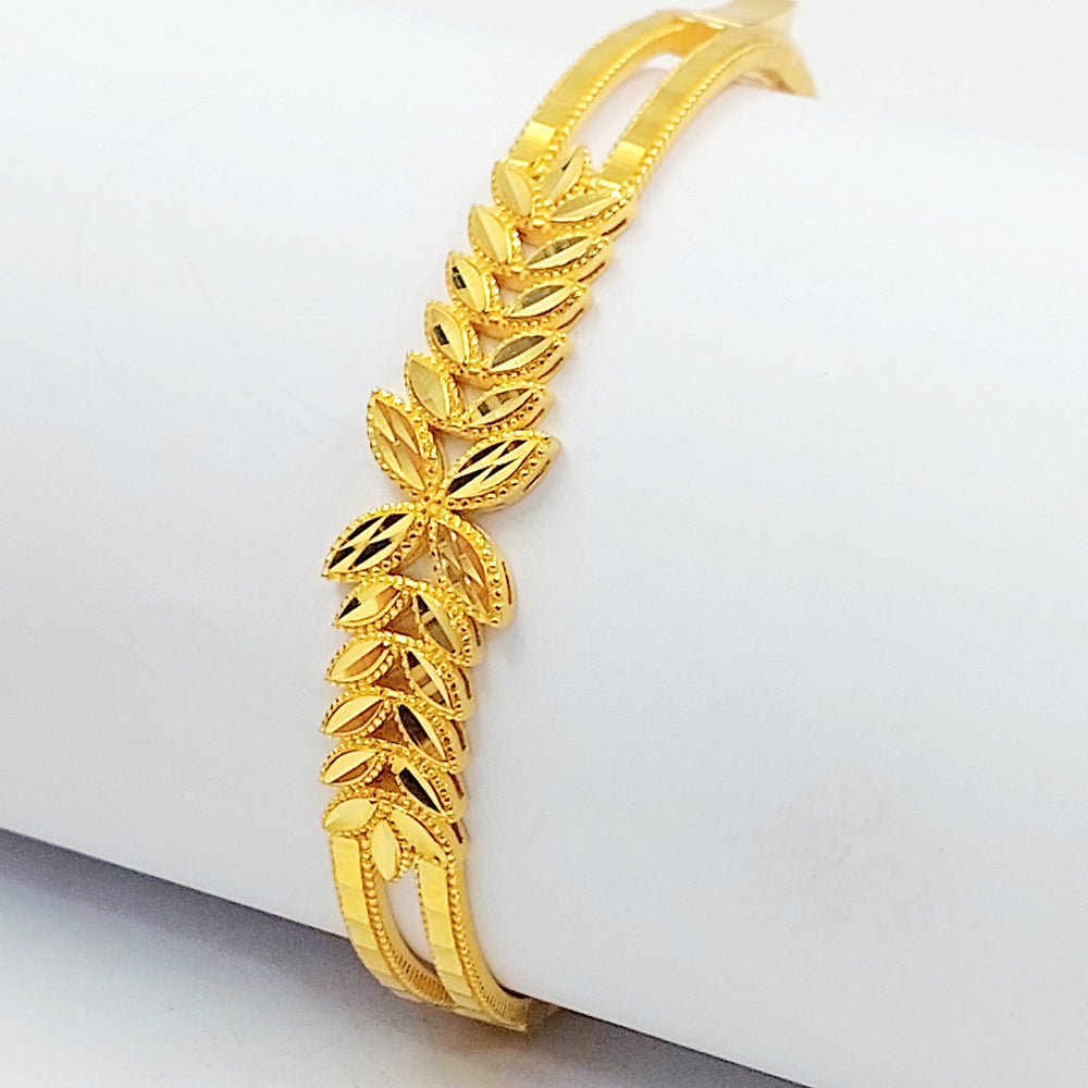 Rashadi Leaf Bangle Bracelet Made of 21K Gold by Saeed Jewelry 
