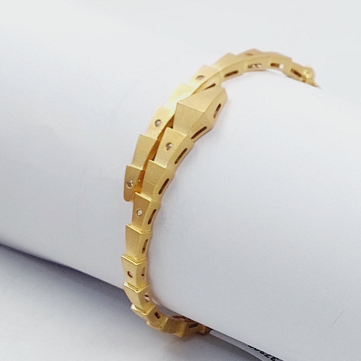 Zircon Studded Snake Bangle Bracelet Made of 21K Gold by Saeed Jewelry 