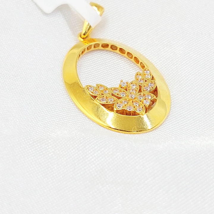 Zircon Studded Rose Pendant Made of 21K Gold by Saeed Jewelry 