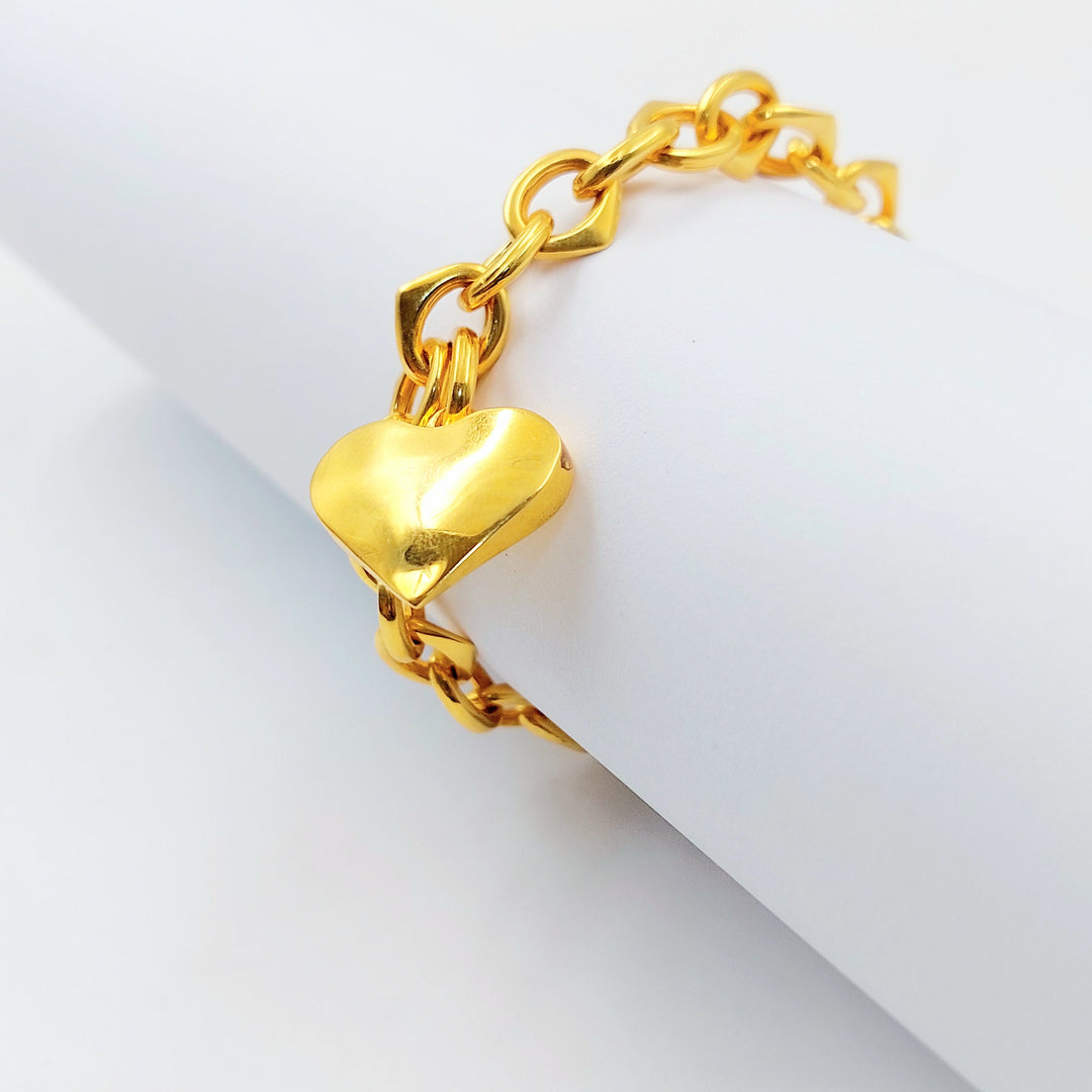 Heart Cuban Links Bracelet Made of 21K Gold by Saeed Jewelry 