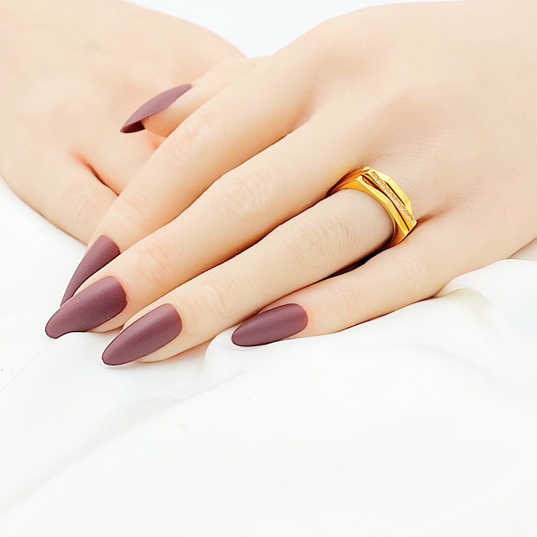 Zircon Studded Deluxe Ring Made of 21K Gold by Saeed Jewelry 