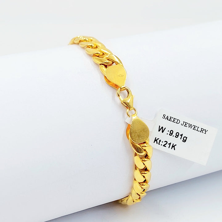 Flat Cuban Links Bracelet Made of 21K Gold by Saeed Jewelry 