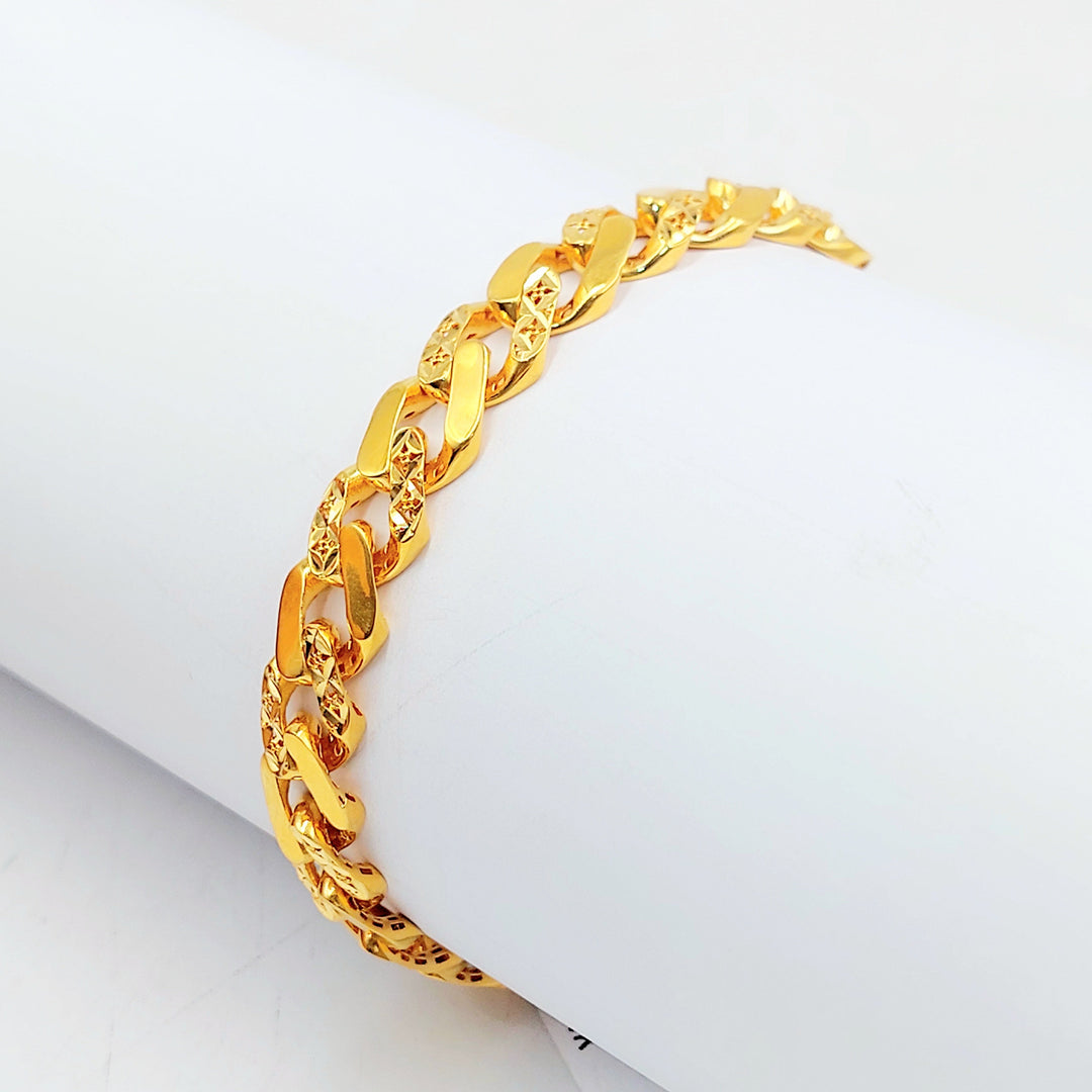 21K Gold Filigree Cuban Link Bracelet