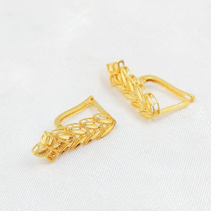 Deluxe Leaf Earrings Made of 21K Gold by Saeed Jewelry 