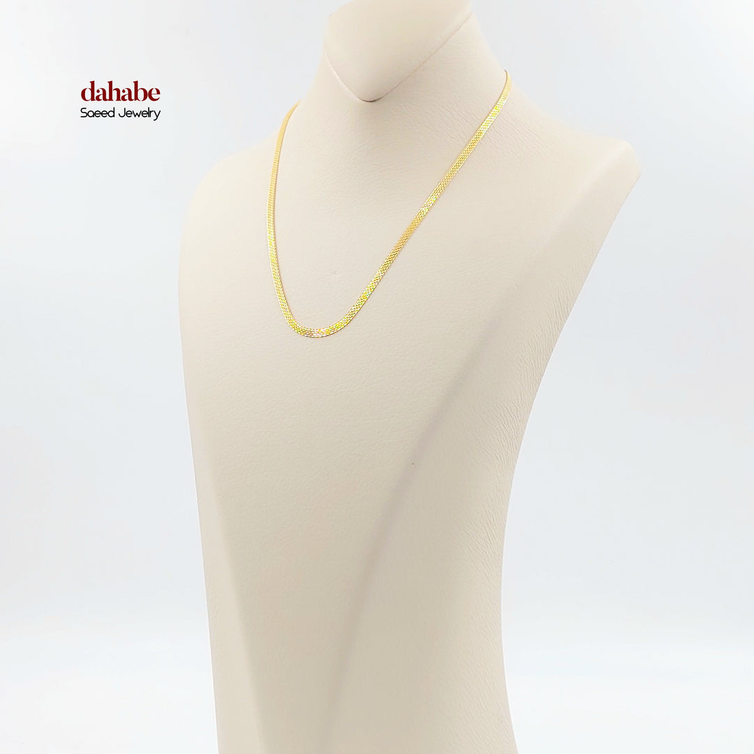 21K Gold 3mm Flat Chain Necklace