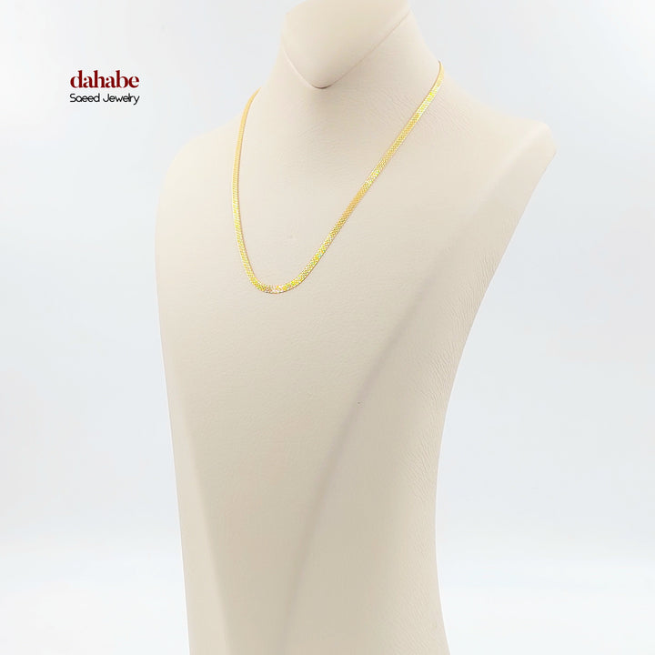 21K Gold 3mm Flat Chain Necklace