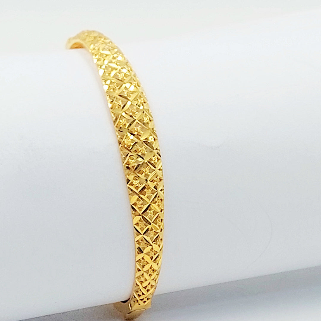 Engraved Bangle Bracelet Made of 21K Gold by Saeed Jewelry 