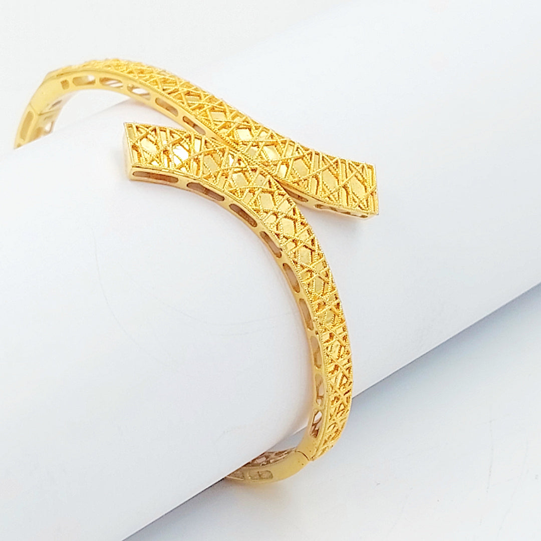 Zircon Studded Kuwaiti Bangle Bracelet Made of 21K Gold by Saeed Jewelry 