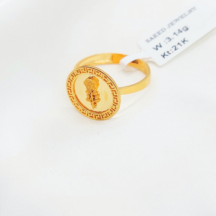 21K Gold Ottoman Coin-Inspired Ring with Red Accents