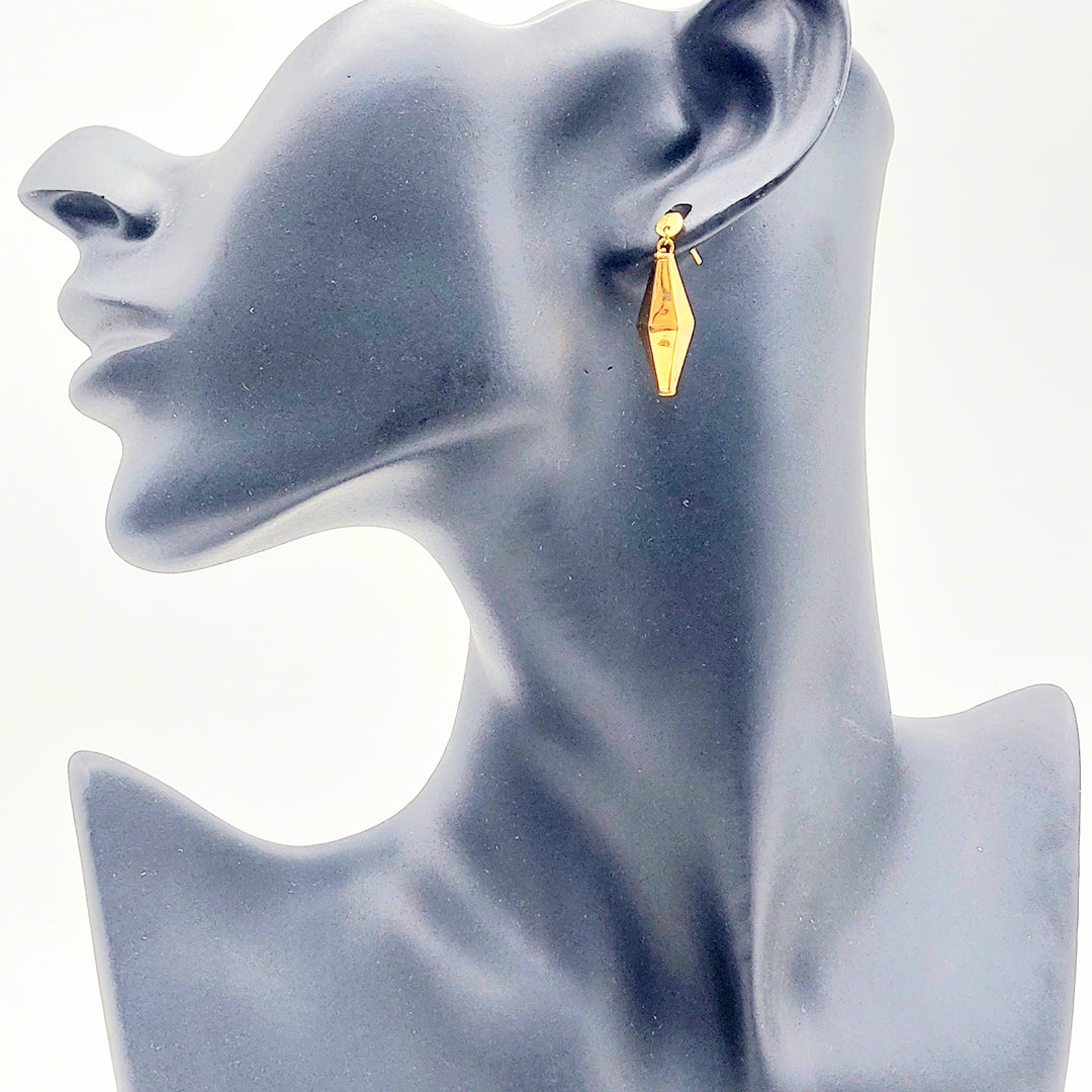 21K Gold Faceted Drop Earrings