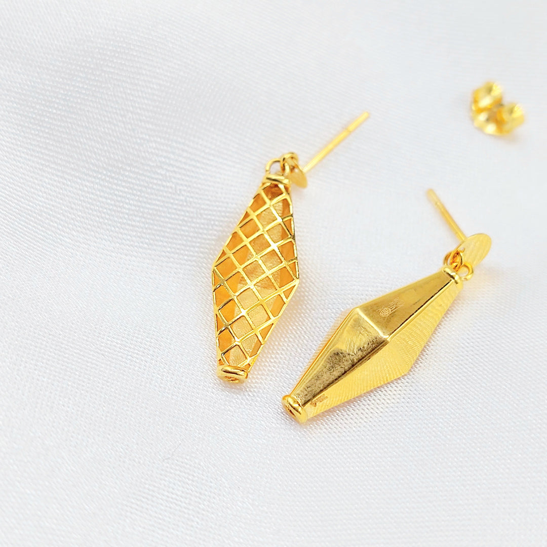 21K Gold Faceted Drop Earrings