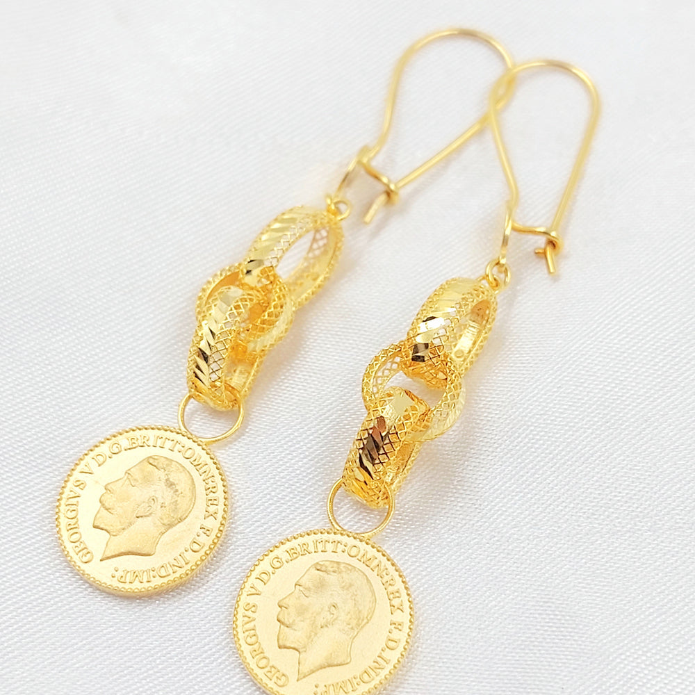 English Shankle Earrings Made of 21K Gold by Saeed Jewelry 