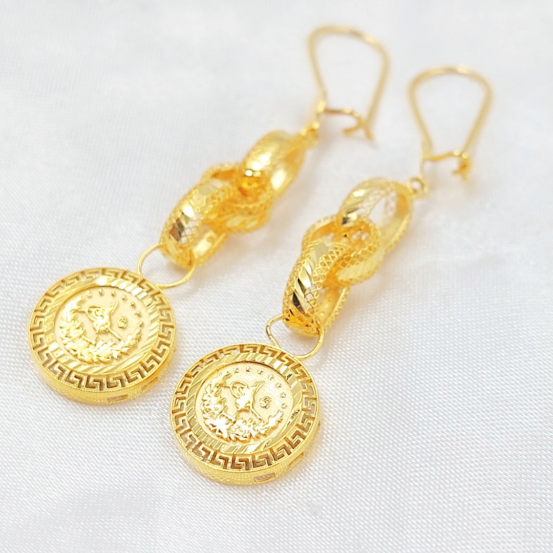 Rashadi Shankle Earrings Made of 21K Gold by Saeed Jewelry 